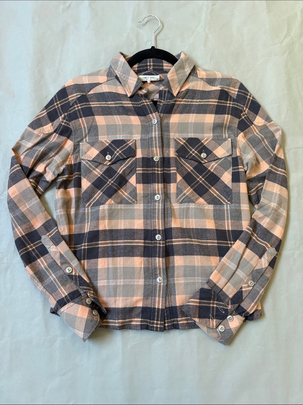Rag & Bone Plaid Button-Front Long-Sleeve Flannel Shirt. Size S/P.